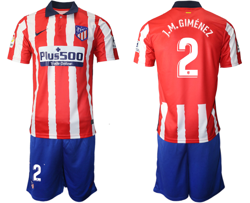 Men 2020-2021 club Atletico Madrid home #2 red Soccer Jerseys